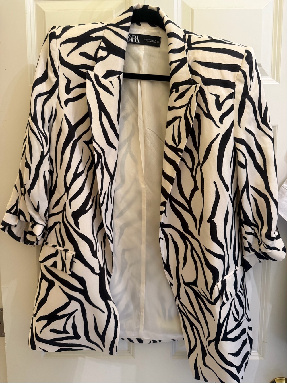 Zara Black and White Striped Women's Jacket